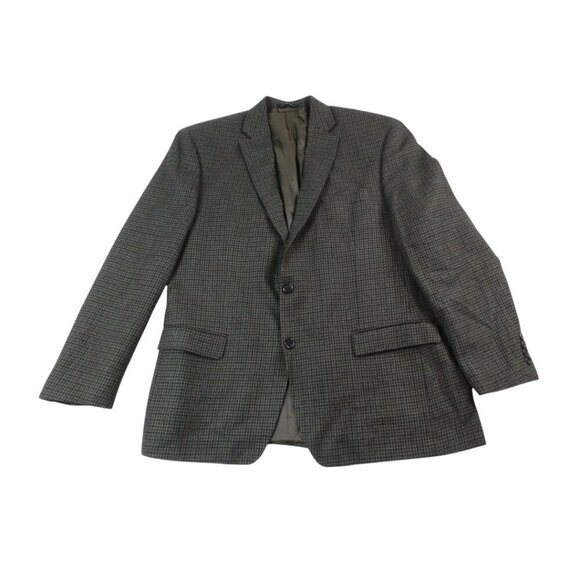 Lauren‎ Ralph Lauren Blazer Jacket Mens Gray Houndstooth Pockets Single Breasted - Picture 1 of 11